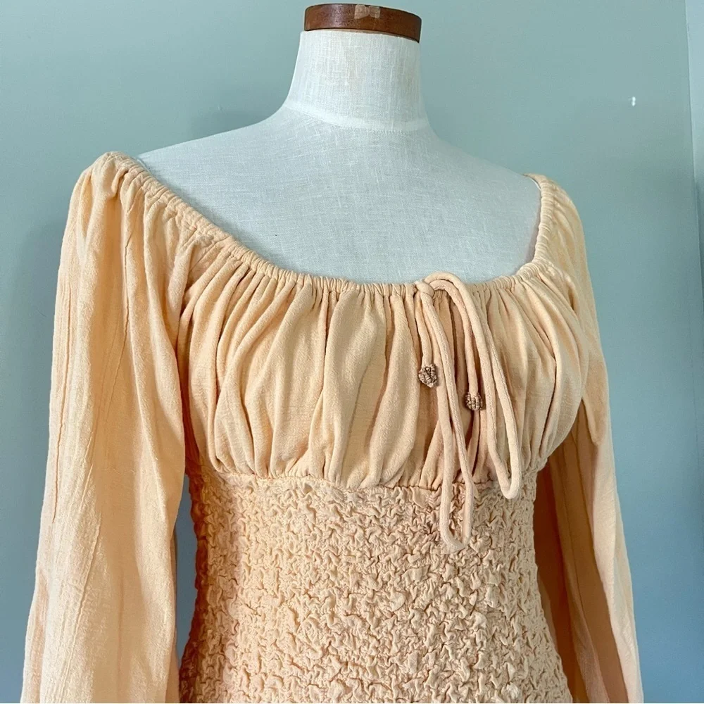 Free People Sherbet Balloon Drop smocked mini dress size Large NWOT